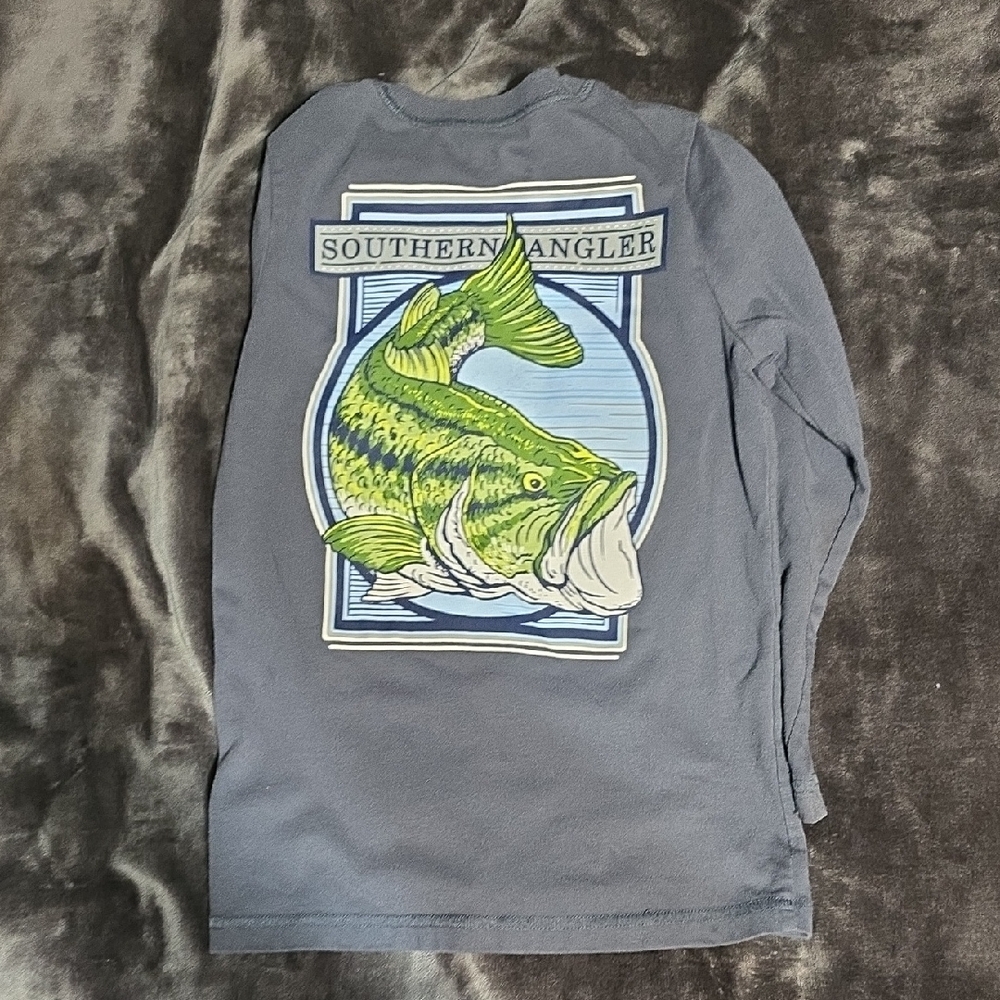 Cat & Jack Gray Long Sleeve Tee with Green Fish Graphic